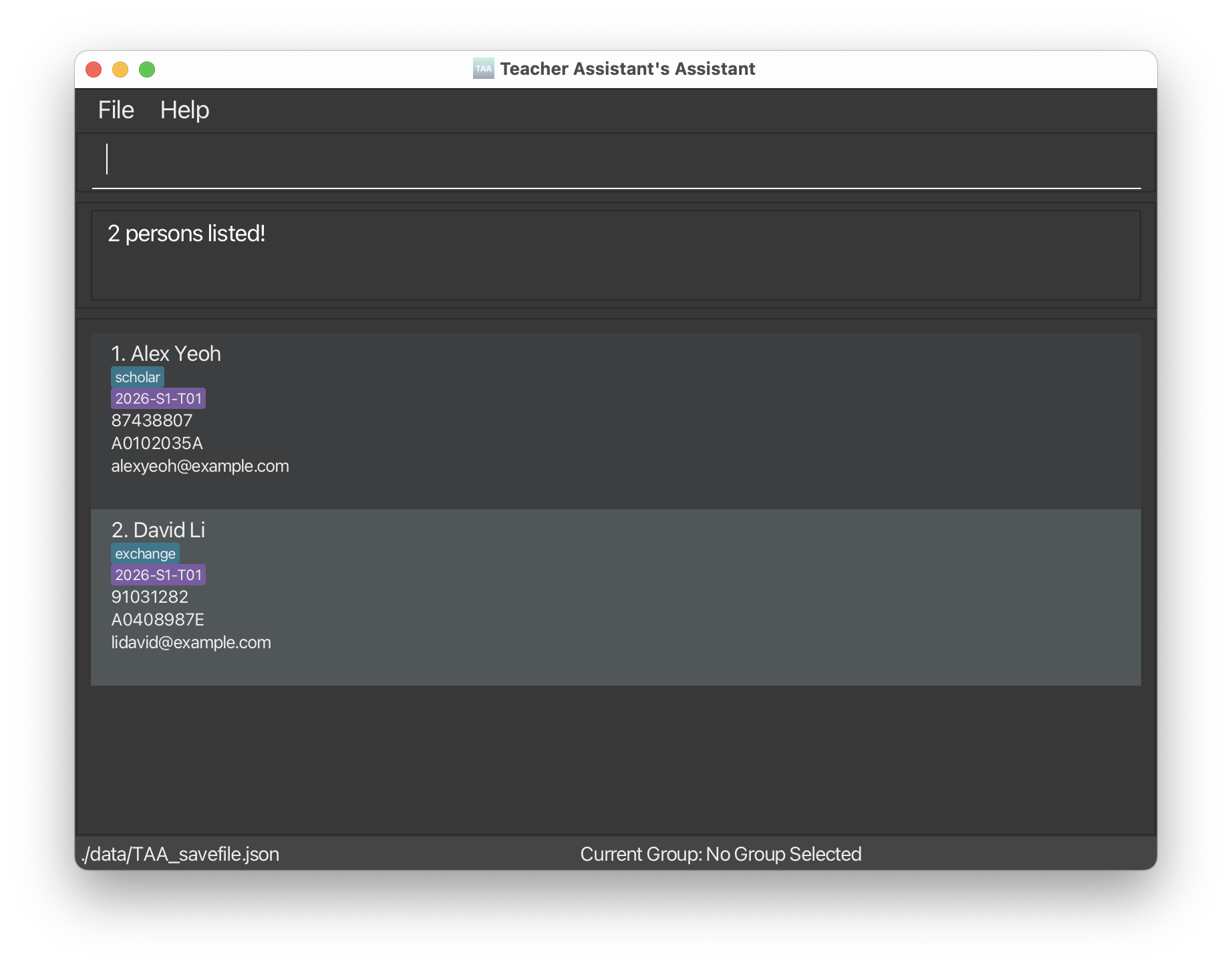 result for 'find alex david'